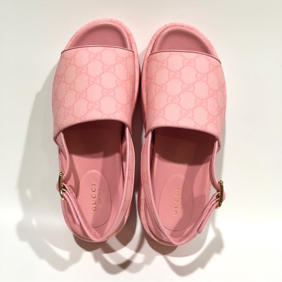 GUCCI GG SUPREME PLATFORM SLINGBACK SANDAL -COTTON CANDY PINK -WOMEN’S US 8 -NIB - Picture 8 of 11